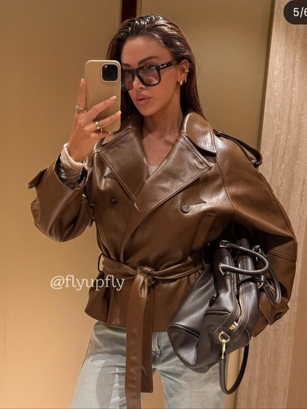 ZARA FAUX LEATHER JACKET BROWN